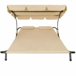 TECTAKE Gartenliege Für 2 Personen - Sonnenliege, Liegestuhl, Relaxliege - Beige -TECTAKE Shop 7500494 3