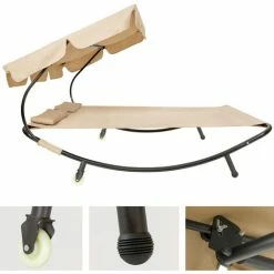 TECTAKE Gartenliege Für 2 Personen - Sonnenliege, Liegestuhl, Relaxliege - Beige -TECTAKE Shop 7500494 4