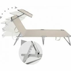 TECTAKE Gartenliege 4-stufig - Sonnenliege, Liegestuhl, Relaxliege - Beige -TECTAKE Shop 7500511 5