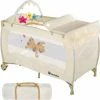 TECTAKE Kinderreisebett Hund 132x75x104cm Mit Wickelauflage Und Transporttasche - Babyreisebett, Reisegitterbett, Reisebettchen - Beige -TECTAKE Shop 7500518 1