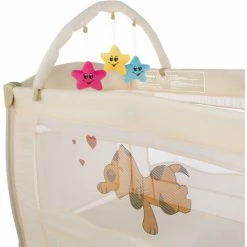 TECTAKE Kinderreisebett Hund 132x75x104cm Mit Wickelauflage Und Transporttasche - Babyreisebett, Reisegitterbett, Reisebettchen - Beige -TECTAKE Shop 7500518 3