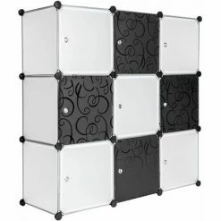 TECTAKE Steckregal 9 Boxen Mit Türen 112x37x112cm - Regal, Raumteiler Regal, Lagerregal