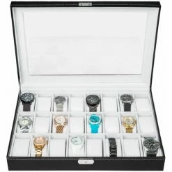 TECTAKE Uhrenbox Mit 24 Fächern Inkl. Schlüssel - Uhrenhalter, Uhrenkasten, Uhrenkoffer -TECTAKE Shop 7500533 3