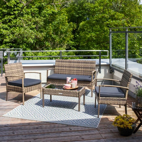TECTAKE Rattan Sitzgruppe Sparta 3+1 - Gartenlounge, Terrassenmöbel, Rattan Lounge - schwarz/braun TECTAKE Rattan Sitzgruppe Sparta 3+1 - Gartenlounge, Terrassenmöbel, Rattan Lounge - Schwarz/braun -TECTAKE Shop 7500609 2