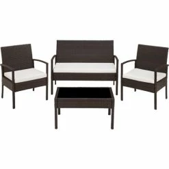 TECTAKE Rattan Sitzgruppe Sparta 3+1 - Gartenlounge, Terrassenmöbel, Rattan Lounge - Schwarz/braun 5 TECTAKE Rattan Sitzgruppe Sparta 3+1 - Gartenlounge, Terrassenmöbel, Rattan Lounge - Schwarz/braun -TECTAKE Shop 7500609 4