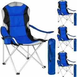 TECTAKE 4 Campingstühle Mit Polsterung - Klappstuhl, Strandstuhl, Klapphocker - Blau