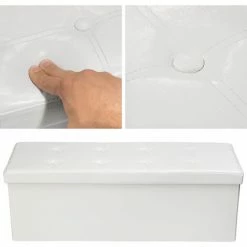 TECTAKE Faltbare Sitztruhe Aus Kunstleder Mit Stauraum 110x38x38cm - Sitzhocker, Sitzwürfel, Hocker Mit Stauraum - Weiß -TECTAKE Shop 7500762 5