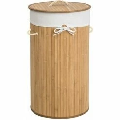 TECTAKE Wäschekorb Mit Wäschesack Rund - Wäschesammler, Wäschetruhe, Wäschesortierer