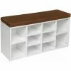 TECTAKE Schuhschrank Mit Sitzpolster 103,5x48x30cm - Sideboard, Kommode, Lowboard - Braun/weiß -TECTAKE Shop 7500895 1