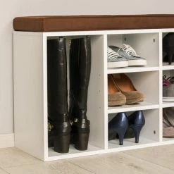 TECTAKE Schuhschrank Mit Sitzpolster 103,5x48x30cm - Sideboard, Kommode, Lowboard - Braun/weiß -TECTAKE Shop 7500895 4