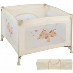 TECTAKE Baby Laufstall Tommy Junior 105x105x78cm - Babyreisebett, Kinderreisebett, Reisebett - Beige