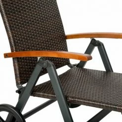 TECTAKE Rollliege Rattan Auckland Klappbar Mit Aluminiumgestell - Gartenliege, Liegestuhl, Relaxliege - Braun -TECTAKE Shop 7501008 4