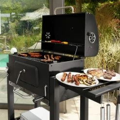 TECTAKE Holzkohlegrill Höhenverstellbar - Standgrill, Kohlegrill, Grillwagen -TECTAKE Shop 7501009 3