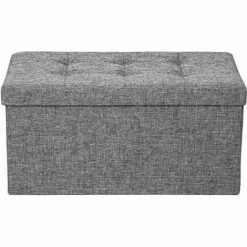 TECTAKE Faltbarer Sitzhocker Aus Polyester Mit Stauraum 76x38x38cm - Sitzwürfel, Sitztruhe, Hocker Mit Stauraum - Hellgrau -TECTAKE Shop 7501013 3