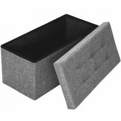 TECTAKE Faltbarer Sitzhocker Aus Polyester Mit Stauraum 76x38x38cm - Sitzwürfel, Sitztruhe, Hocker Mit Stauraum - Hellgrau -TECTAKE Shop 7501013 4