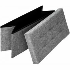 TECTAKE Faltbarer Sitzhocker Aus Polyester Mit Stauraum 76x38x38cm - Sitzwürfel, Sitztruhe, Hocker Mit Stauraum - Hellgrau -TECTAKE Shop 7501013 5