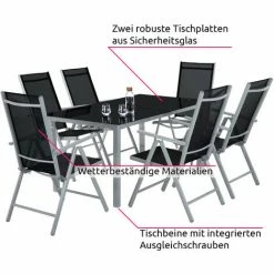 TECTAKE Aluminium Sitzgruppe 6+1 - Gartentisch, Gartenstuhl, Sitzbank - Hellgrau 4 TECTAKE Aluminium Sitzgruppe 6+1 - Gartentisch, Gartenstuhl, Sitzbank - Hellgrau -TECTAKE Shop 7501020 3