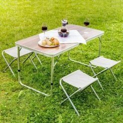 TECTAKE Koffertisch Mit 4 Hockern - Camping Tisch, Outdoor Tisch, Campingtisch Klappbar -TECTAKE Shop 7501095 2