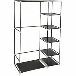 TECTAKE Stoffschrank 6 Fächer 107x175x45cm - Kleiderschrank, Faltschrank, Garderobenschrank - Schwarz -TECTAKE Shop 7501247 3