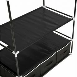 TECTAKE Stoffschrank 3 Fächer Inkl. 3 Boxen 87x159x49cm - Kleiderschrank, Faltschrank, Garderobenschrank - Schwarz -TECTAKE Shop 7501252 5