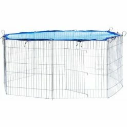 TECTAKE Freilaufgehege Mit Sicherheitsnetz Ø 145cm - Gehege, Hasengehege, Freigehege Kaninchen - Blau