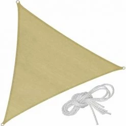 TECTAKE Polyethylen Sonnensegel Dreieckig Beige - Sonnenschutzsegel - 300 X 300 X 300 Cm
