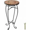TECTAKE Balkontisch Blumenhocker Mit Mosaikmuster 30x30x61,5cm - Beistelltisch, Balkontisch, Blumenständer - Terracotta -TECTAKE Shop 7725128 1