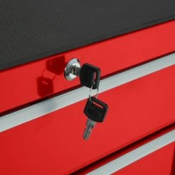 TECTAKE Werkzeugwagen Mit 5 Schubladen - Werkstattwagen, Mobile Werkbank, Werkzeugaufbewahrung - Rot -TECTAKE Shop 7922826 4
