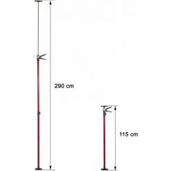 TECTAKE 4 Baustützen 115 Bis 290 Cm - Deckenstütze, Montagestütze, Schnellspannstütze - Rot -TECTAKE Shop 7985263 3