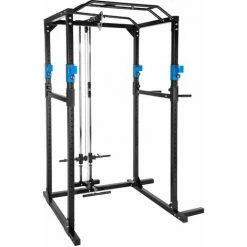 TECTAKE Kraftstation Mit Latzug - Fitnesstation, Trainingsstation, Kraftturm - Schwarz/blau
