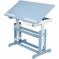 TECTAKE Kinderschreibtisch Höhenverstellbar 109x55x63-94cm - Computertisch, Bürotisch - Blau