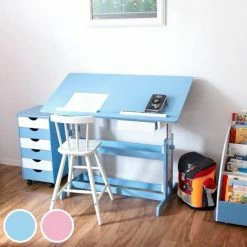 TECTAKE Kinderschreibtisch Höhenverstellbar Und Rollcontainer - Computertisch, Bürotisch - Blau -TECTAKE Shop 8261414 3