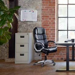 TECTAKE Aktenschrank Mit 3 Schubladen 62,4x46x102,8cm - Büroschrank, Rolladenschrank, Hängeregisterschrank - Schwarz 5 TECTAKE Aktenschrank Mit 3 Schubladen 62,4x46x102,8cm - Büroschrank, Rolladenschrank, Hängeregisterschrank - Schwarz -TECTAKE Shop 9500897 4