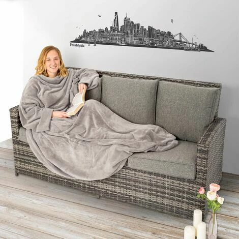 TECTAKE 2 Kuscheldecken mit Ärmeln - Decken mit Ärmeln, Ärmeldecken, Decken zum Anziehen - 180 x 150 cm grau TECTAKE 2 Kuscheldecken Mit Ärmeln - Decken Mit Ärmeln, Ärmeldecken, Decken Zum Anziehen - 180 X 150 Cm Grau -TECTAKE Shop 9500908 2